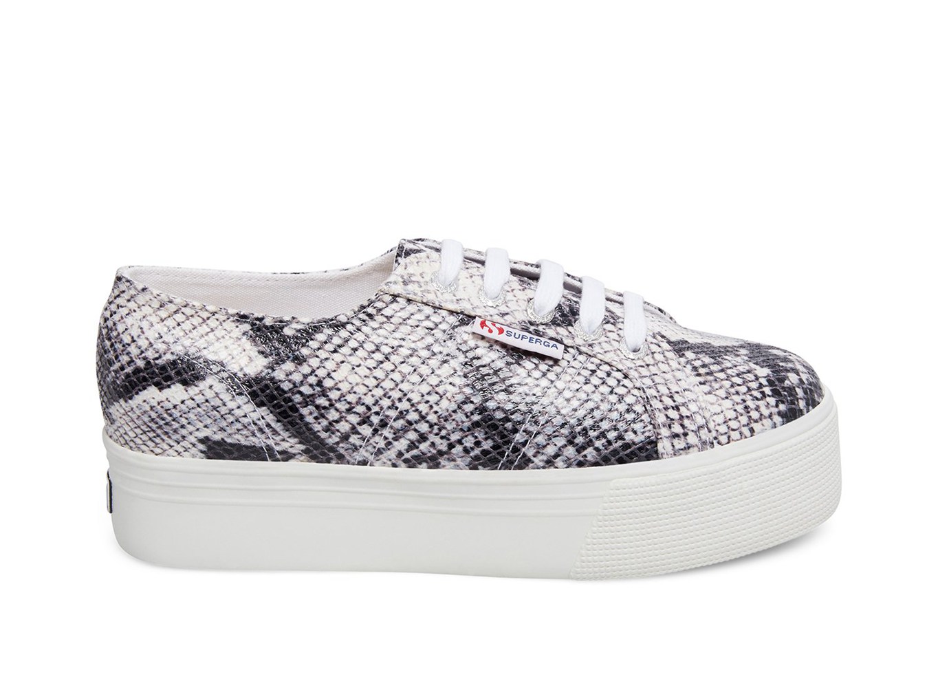 Superga Platform Womens - 2790 Pufanw - Black/White/Snake - VDCEA1839